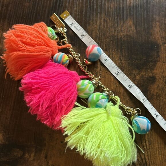 Lilly Pulitzer Boho Beach Resort Tassel Balls Bracelet Gold-Tone Hardware - Picture 6 of 7